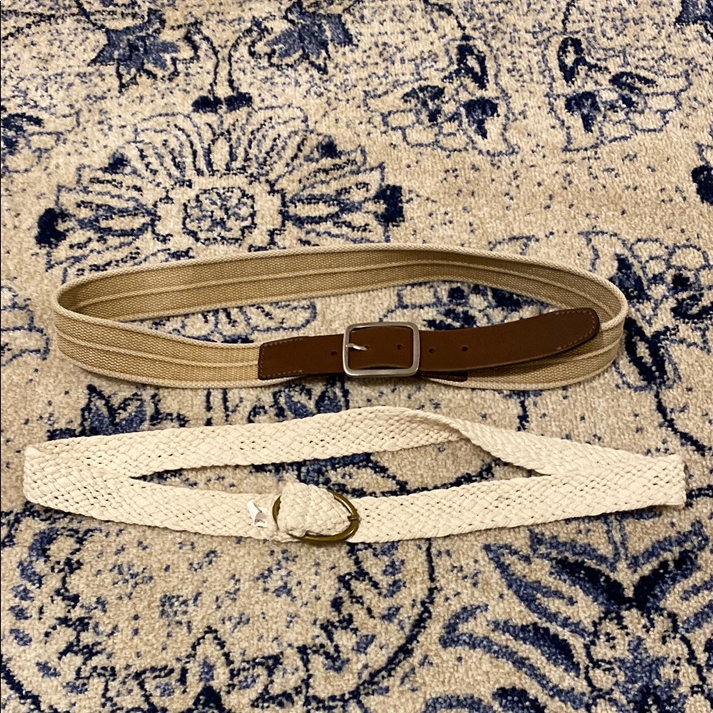 Tan and Cream Woven Belts Set